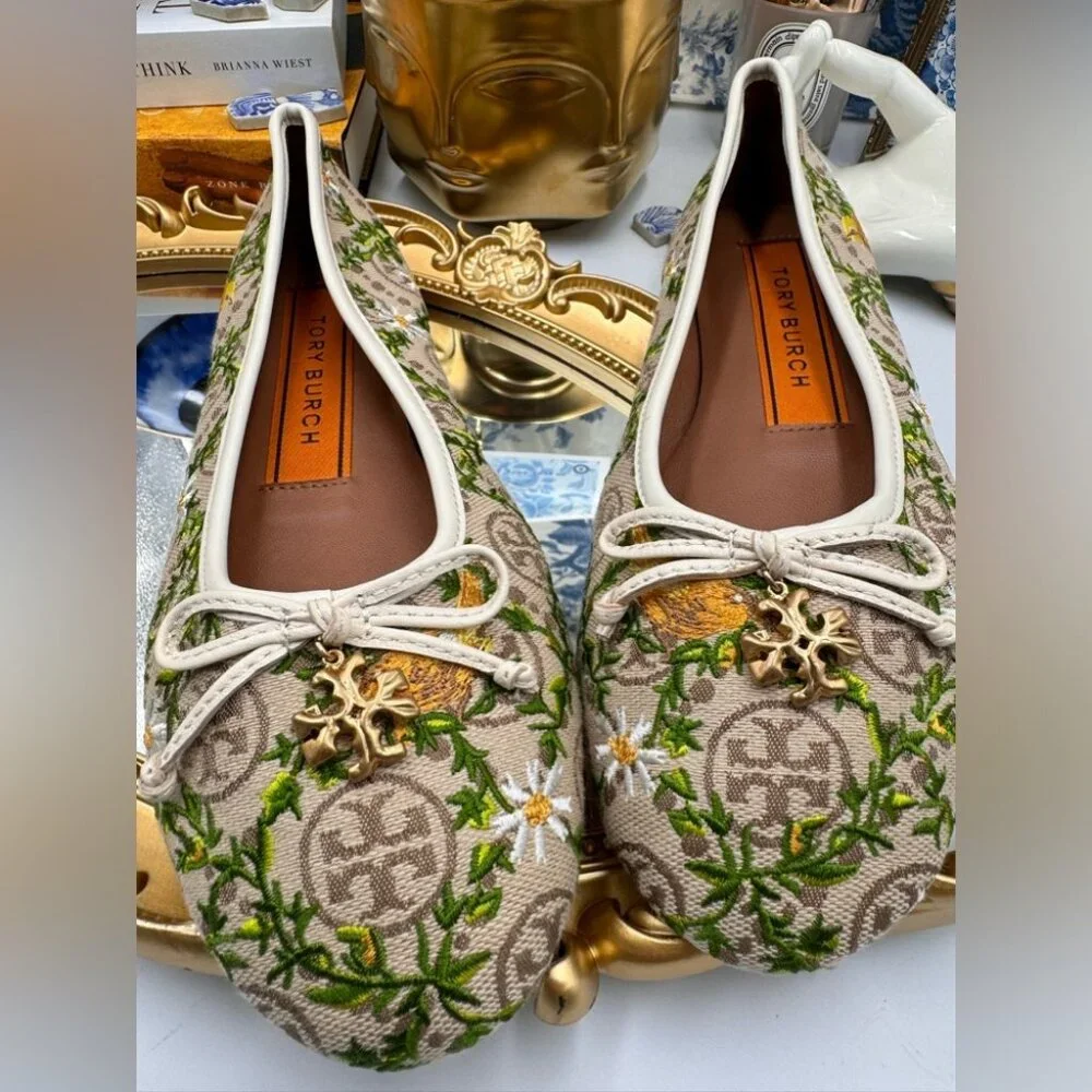 🆕 TORY BURCH 🧿 BNWOB T Monogram Tory Charm Ballet Flat - Size 5.5 - Picture 14 of 14